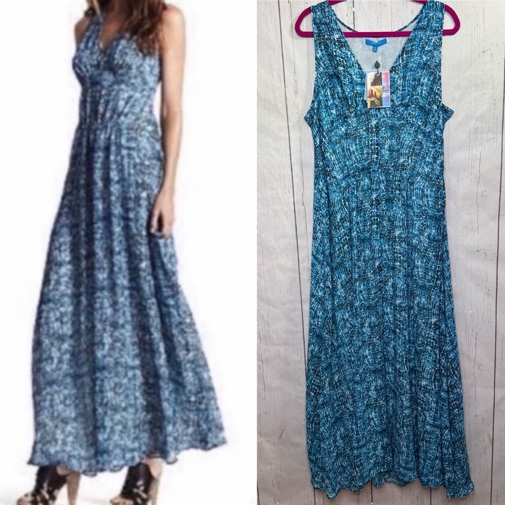 DerekβLam for Design Nation Rio Maxi Dress XL Blue Boho Resort Beachy Coastal